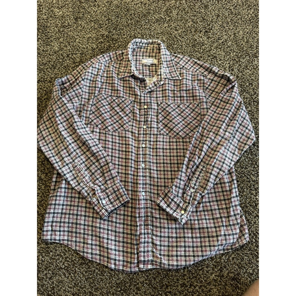 Vintage Haband Camel Joe Shirt Mens Large Red Black White Plaid Button Down